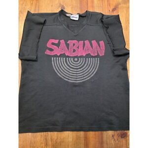 Sabian Cymbals Vintage Hockey Jersey Black Mens 80s 90s Kobe Drummer